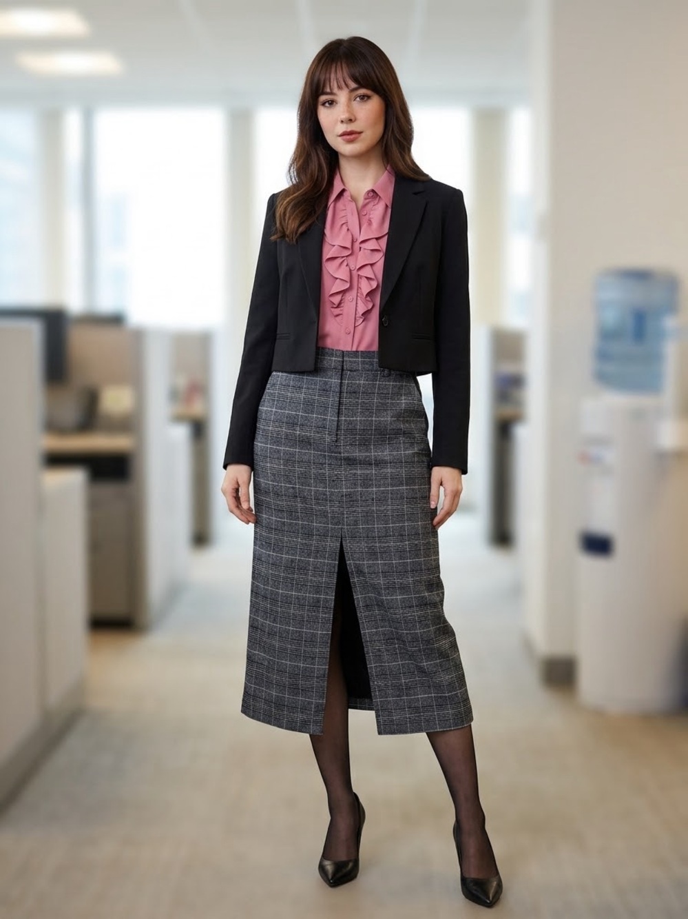 Work Skirt (Sonoma Goods for Life) Plaid Pencil Midi Skirt Size Large